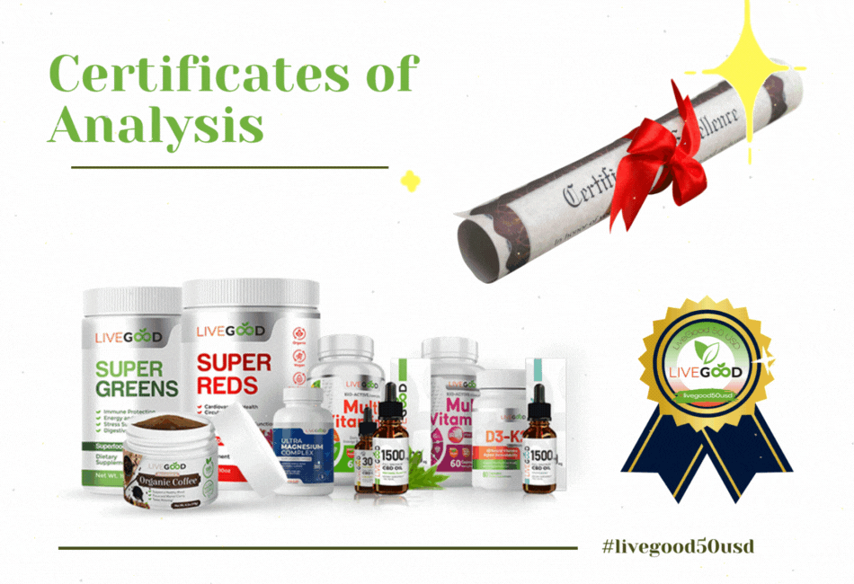 Certificates of Analysis for all LiveGood products